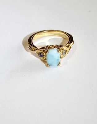 Anillo Larimar (1,70 cts) e iolita oro 14kt latón - talla 6 Foto 1 de 4