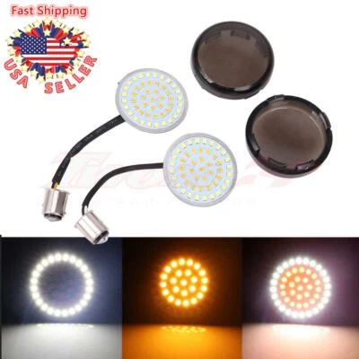 1 Pair 1157 LED Bullet Turn Signal Lights Smoke Lens For Harley Softail Touring - Image 1 of 4