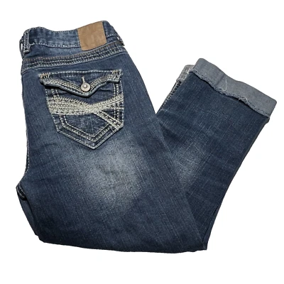 Red Camel Jeans Womens 9 Premium Denim Cropped Embroidered Pockets Distressed - Image 1 of 4