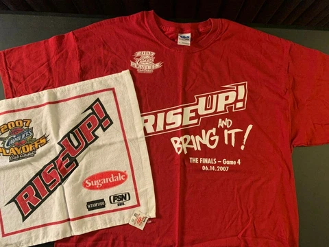2007 Finals Game 4 Giveaway T-shirt SPURS vs CAVALIERS plus Rally Towel NEW Cover