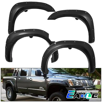 Guardabarros negro llamaradas para Nissan Titan 2004-2014 bolsillo delantero trasero remache estilo Foto 1 de 4