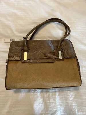 NUEVO Bolso Cartera Antonio Melani Camello de Becerro Cuero Cosido Abby Dorado Foto 1 de 4