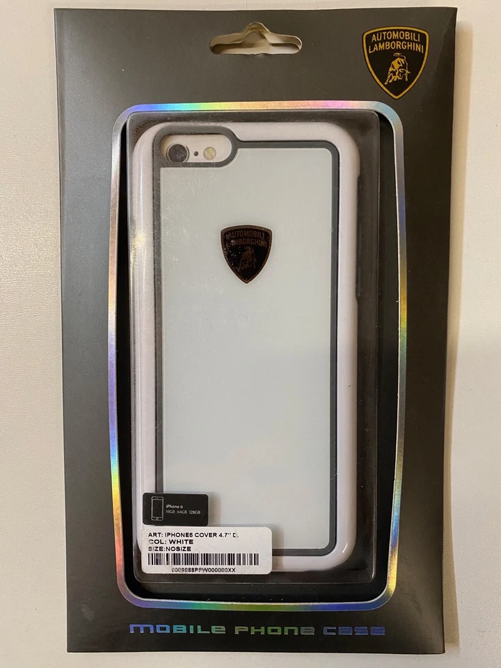 Custodia cellulare Lamborghini iPhone 6 cover rigida bianca grigia phone cover custodia cellulare - Immagine 1 di 1