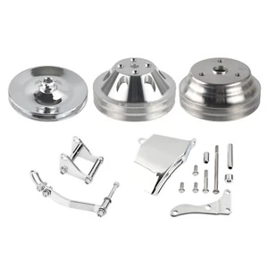 1/2 Groove Long Water Pump Pulley & Bracket Kit For Small Block Chevy SBC 350 - Picture 1 of 11