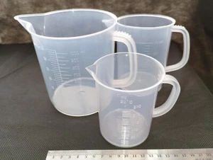 Plastic Jug Set 250, 500, 1000 ml (1 litre) Measuring Jugs Small - Large NEW - Picture 1 of 8