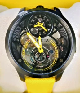 Invicta Objet D Art Quarz Mechanische Herrenuhr 44324 Gelbes Lederband WR 50M - Bild 1 von 19