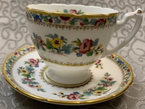 Taza y platillo Coalport Ming Rose Bone China hecho en Inglaterra - Imagen 1 de 6