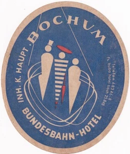 Etichetta Bundesbahn Hotel - Bochum Germania - Luggage Label anni '40 - Picture 1 of 1