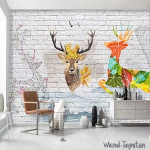 Fotomural no tejido papel pintado murales alce pintado a mano pintura decorativa 3479 - Imagen 1 de 5