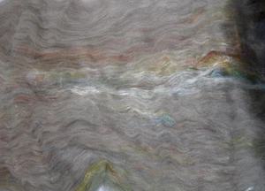 Cloudy with Rainbows Carded Art Batt 25-100g Soft Wool Silk & Sparkle Felt Spin - Picture 1 of 11