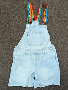 Levis Jean Denim Rainbow Strap Children Girls Shortall Shorts  Overall 10 REG - Picture 1 of 6