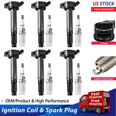 6X Spark plugs & Ignition Bobinas packs For 2005-2018 Toyota Avalon 3.5L UF4 - Imagem 1 de 4
