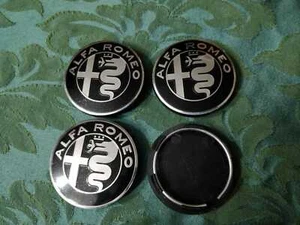 Alfa Romeo MiTo 147 GT Black Chrome 50mm Black Chrome Hub Cap Wheel Logos - Picture 1 of 3