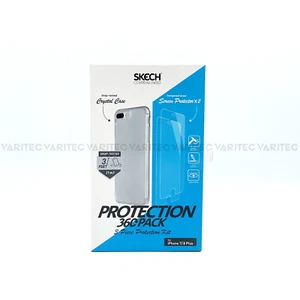 Skech 2x Glass Screen Protector + Clear Case Back Cover for iPhone 6+ 7+ 8+ Plus - Picture 1 of 2