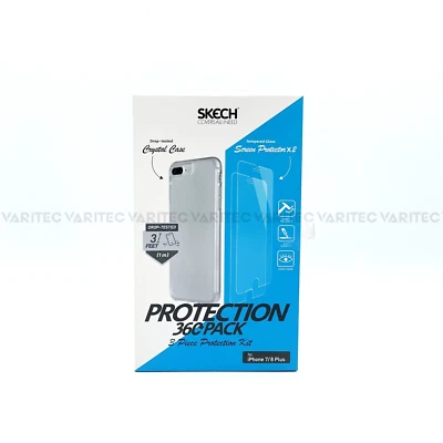 Skech 2x Glass Screen Protectors + Clear Case Cover for iPhone 6+ 6S+ 7+ 8+ Plus - Image 1 of 2