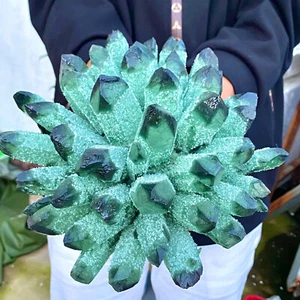 6.29LB Rare Beatiful Green Tibetan Ghost phantom Quartz Crystal Cluster Specimen - Picture 1 of 14