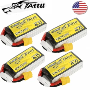 4X Tattu 1300mAh 130C 14.8V 4S Lipo Battery XT60 For FPV Racing competitions New - Picture 1 of 6