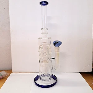 Wasserpfeife Glas stiellos 15,5" Swiss Style mit Perc 19mm Steckerschale - Bild 1 von 5