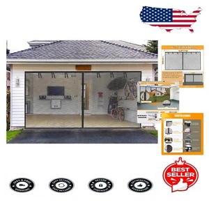 Retractable 14x7FT Heavy-Duty Magnetic Garage Door Screen - Pet-Friendly Access - Picture 1 of 8
