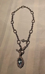 Judith Ripka Sterling Silver Blue Topaz & CZ Marquis Enhancer Chain Necklace F/s - Picture 1 of 14