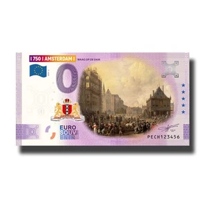 0 Euro Souvenir Banknote 750 Amsterdam Waegh Op De Dam Colour Netherlands PECH 2 - Picture 1 of 2
