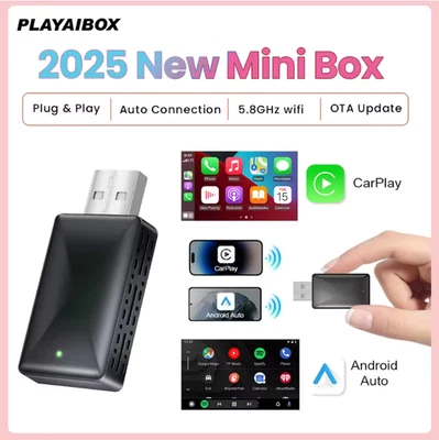 2025 NUOVO Adattatore Wireless Carplay Android Auto 2in1 Smart Mini Box WIFI BT - Immagine 1 di 4