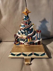 Costco Jeweled Enamel Christmas Tree Stocking Hanger Large Heavy - Picture 1 of 8