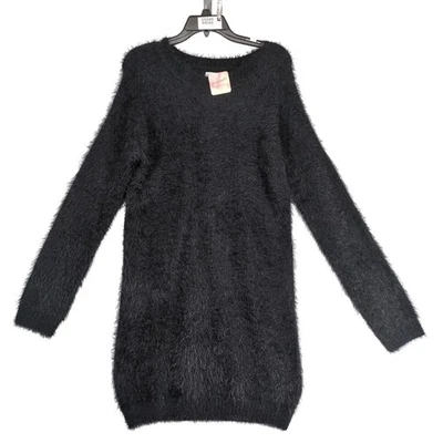 Nuevo con etiquetas Vestido Suéter Everly Negro Pluma Difuso Talla L Ajustado Elastizado Capricho Acogedor Foto 1 de 4