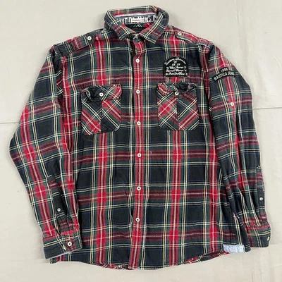 Vintage Nautica Jeans Plaid Nautical Patch Button Down XL - Image 1 of 4