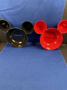Set (2) Melamin Mickey Mouse Ohren geteilt Schalen (rot & schwarz) - Bild 1 von 6