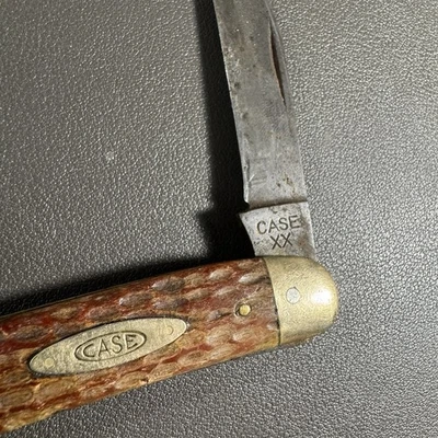 Cuchillo palillo de dientes Case XX 1940-64 genuino hueso rojo 61093 - astillado en mango Foto 1 de 4