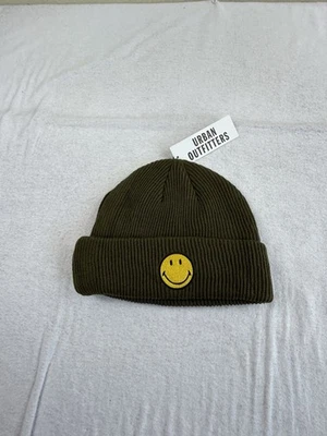 Urban Outfitters рынка X смайлик коричневый с манжетами Beanie ярлыки читать $30 - Изображение 1 из 4