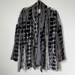 J.Jill Pure Jill Shibori Print Crushed Velvet Open Front Jacke Damen Large - Bild 1 von 13
