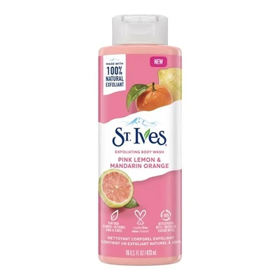 Jabón corporal exfoliante mandarina limón rosa St Ives 16 OZ limpiador natural Foto 1 de 4