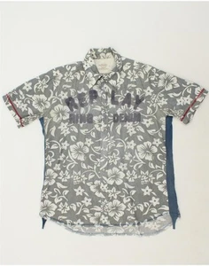 REPLAY Mens Graphic Short Sleeve Shirt XL Grey Floral Cotton BD06 - Picture 1 of 3