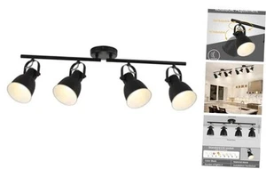 4 Light Track Lighting,Farmhouse Kitchen Track Light Fixtures Ceiling,Black - Picture 1 of 8