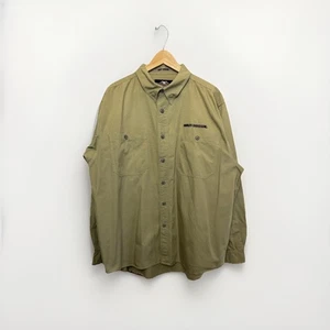 Harley Davidson Men’s Size XL Beige Shirt Long Sleeve Overshirt Biker - Picture 1 of 13