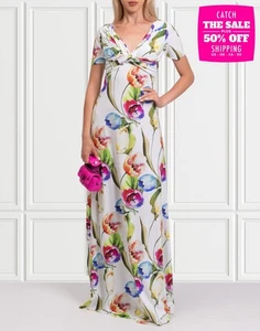 RRP€1100 CHIARA BONI Marissa Maxi Dress IT38 US2 UK6 XS Floral Made in Italy - Picture 1 of 8