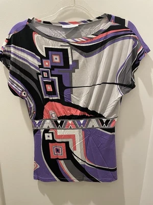 Top Emilio Pucci Mujer Suave Estampado Rayón Púrpura Elástico ML Med M Grande Foto 1 de 4