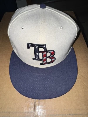 Tampa Bay Rays Hat Men 7 3/4 Patriotic TB Star Flag On Field Gym Cap -Blue - Image 1 of 2