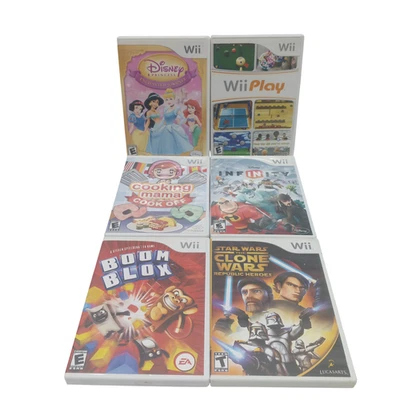 Wii Nintendo Game Bundle Lot of 6 CIB PLAY, PRINCESS, INFINITY, BOOM BLOX, CLONE - Image 1 of 4