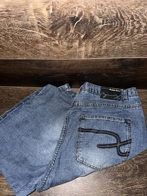 "De colección Y2K Brooklyn Xpress Hip Hop Pantalones Cortos Sueltos Para Hombres 42 Grunge Denim 14"" Entrepierna" Foto 1 de 4