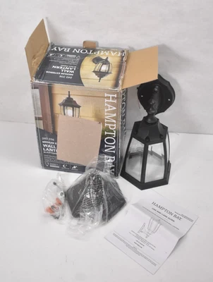 Hampton Bay Dusk To Dawn Decorative Outdoor Wall Light Lantern Sconce Black - Image 1 of 4