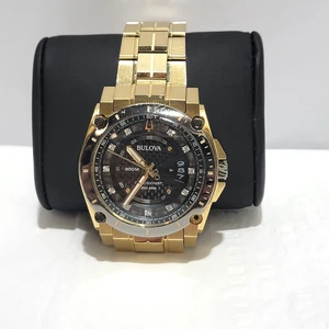 Reloj Bulova Hombre Precisionista Diamante Acento Cuarzo Tono Oro 46MM 98D156 - Imagen 1 de 14