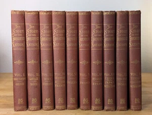 Lot 10 Volume Set 1906 The Story of the Greatest Nations By Edward Ellis - Foto 1 di 13