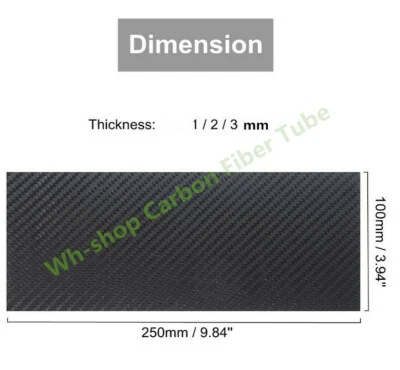 3K Carbon Fiber Plate 100mmx250mm 200mmX250mm 100mmX300mm 100% Twill Matte Board - Image 1 of 4
