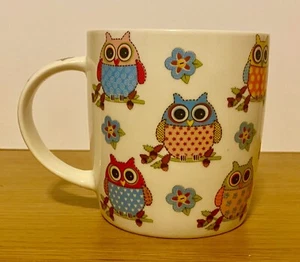 Unique Patchworks Owl and Flowers Coffee Mug Tea Cup from Israel - Picture 1 of 8