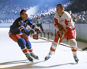 Alex Delvecchio Detroit Red Wings Game Action vs Rangers Color 8 X 10 Photo - Picture 1 of 1
