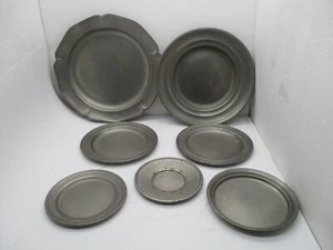 7 Vintage Pewter Plates, Mixed Brands and Sizes, Reed & Barton, Etc - Picture 1 of 13