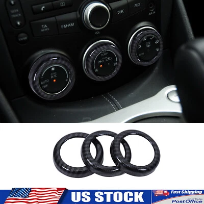 Juego de molduras de anillo de perilla de consola de aire acondicionado de fibra de carbono ABS para Nissan 370Z 2009-2020 Foto 1 de 4